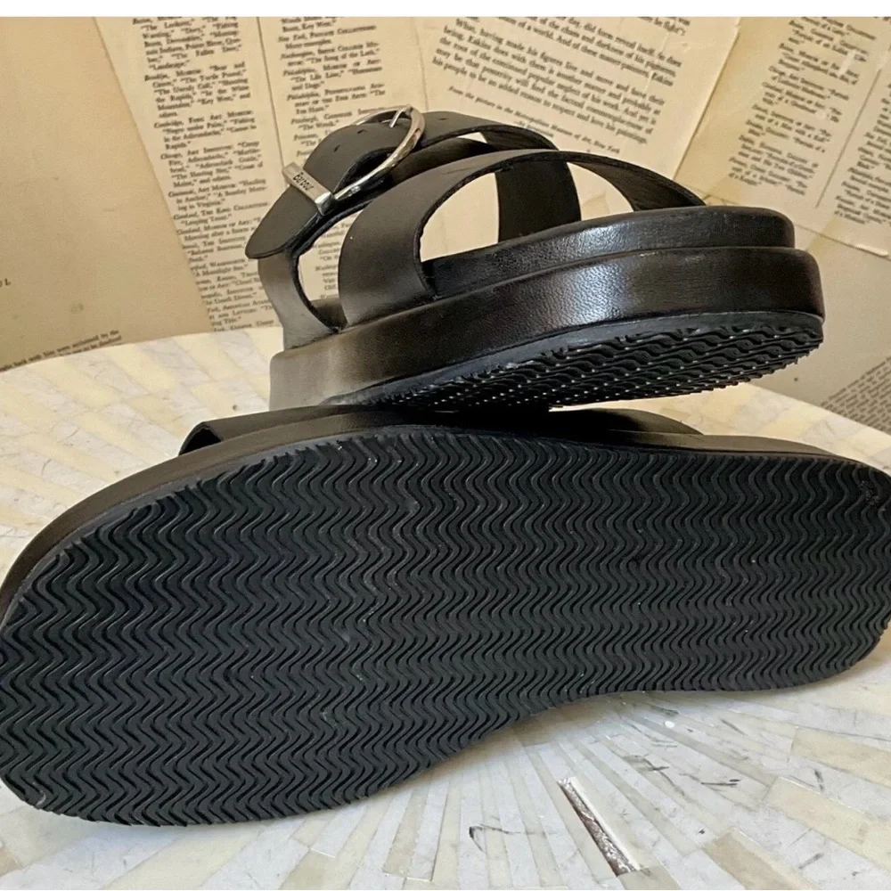 Free People Barbour Adele Sandals Black Platform Slip On Buckle Black - Picture 8 of 10